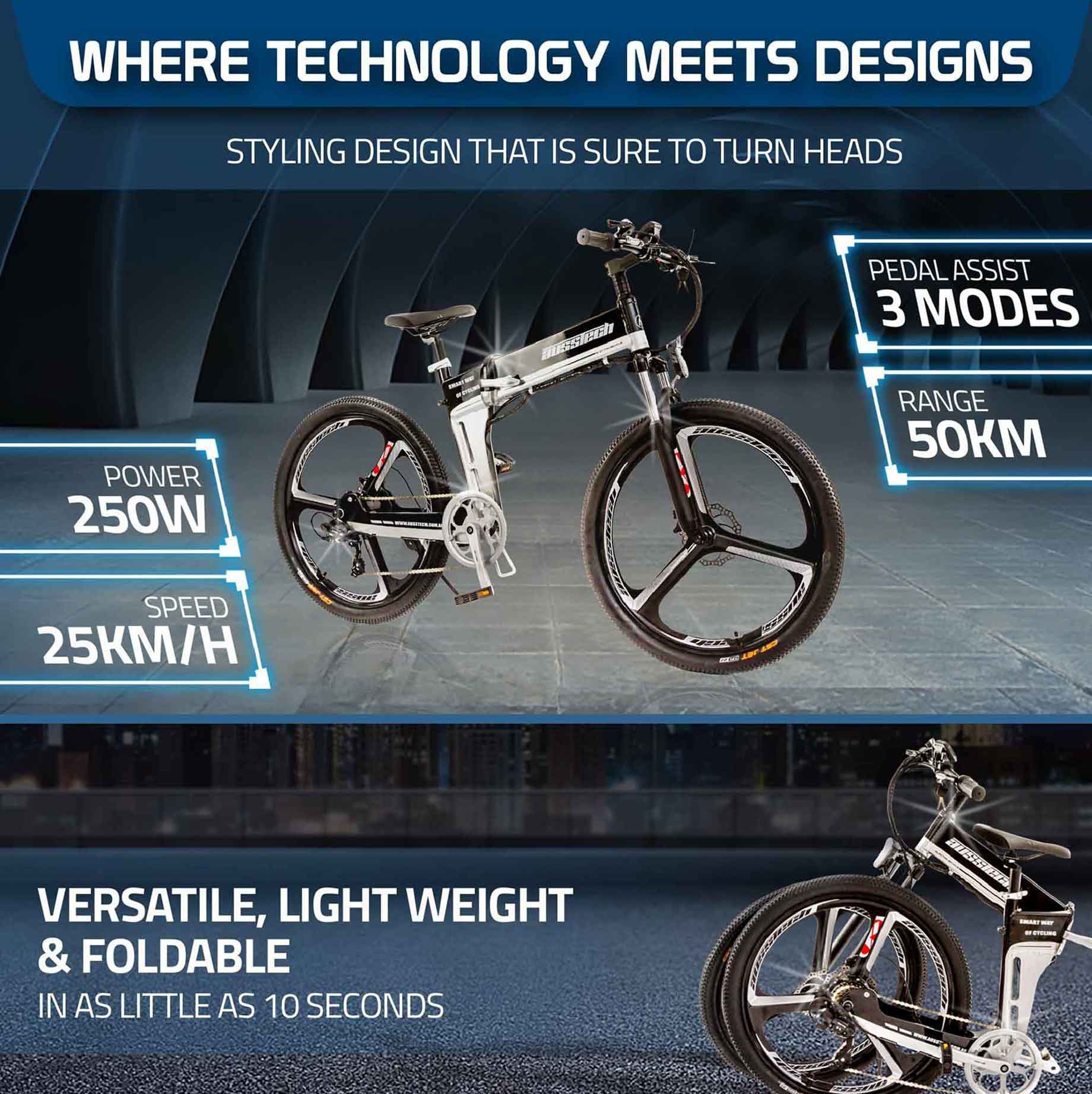 Ausstech Super Z Folding Electric Bike - Image 8
